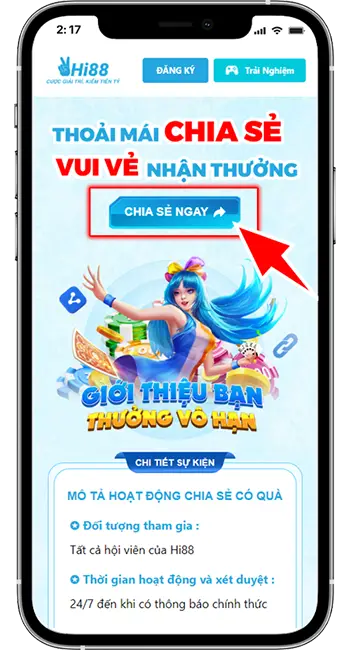 Bước 2: Chọn vào biểu tượng " Chia Sẻ Ngay "
